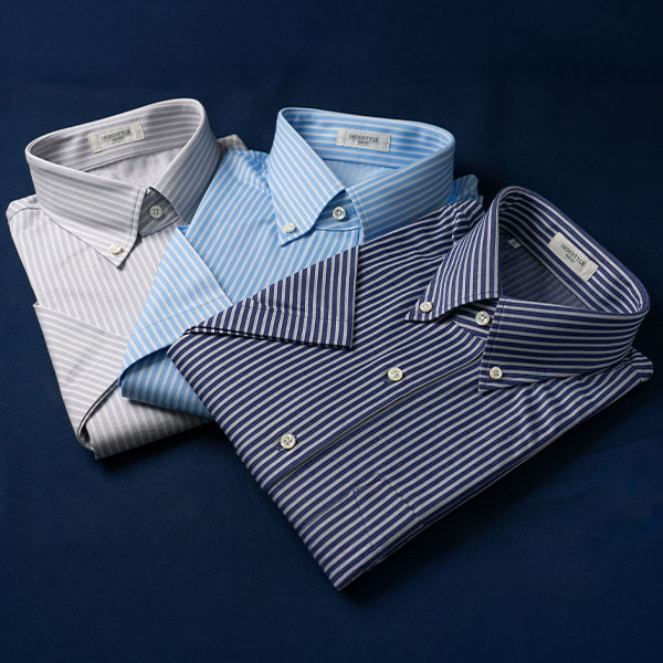 丸和繊維工業 INDUSTYLE TOKYO ストライプ ボタンダウンカラーシャツ