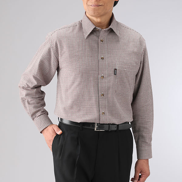 ピエルッチ ウール入り千鳥柄シャツ2色組 GV-068 1セット(2枚:2色×各1枚)