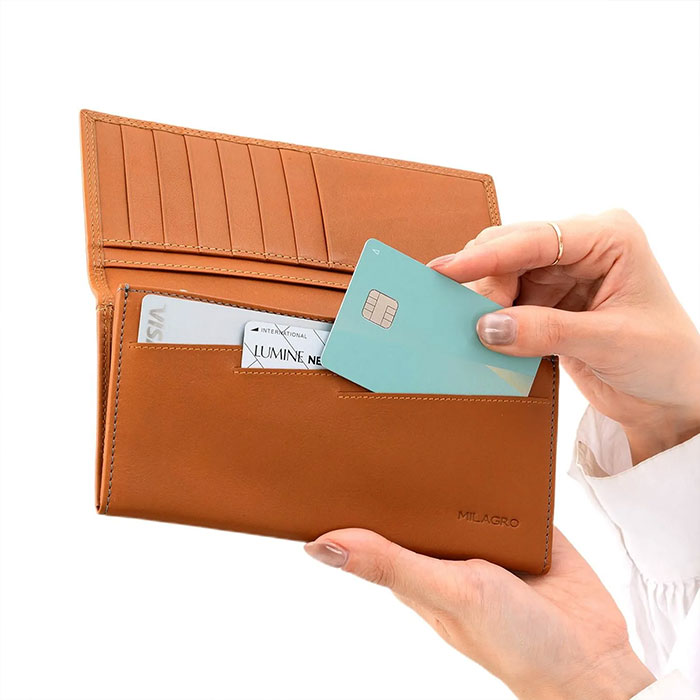 ミラグロ 牛革キップレザー・ダブルステッチ長財布 SL-CD-2925 1個