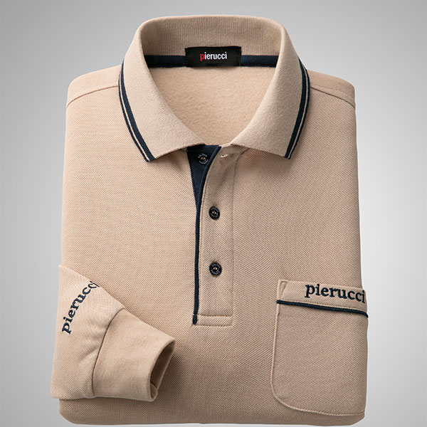 ピエルッチ 裏起毛刺繍入り長袖ポロシャツ4色組 AS-0778 1セット(4枚:4色×各1枚)
