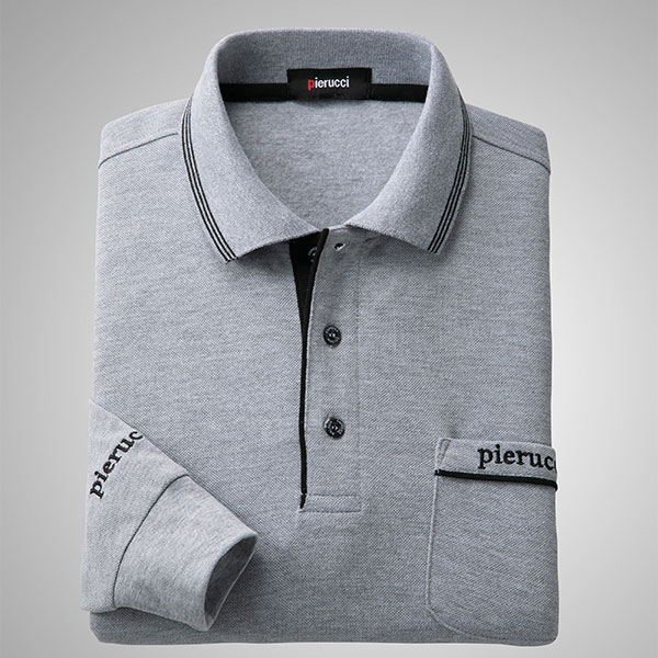 ピエルッチ 裏起毛刺繍入り長袖ポロシャツ4色組 AS-0778 1セット(4枚:4色×各1枚)