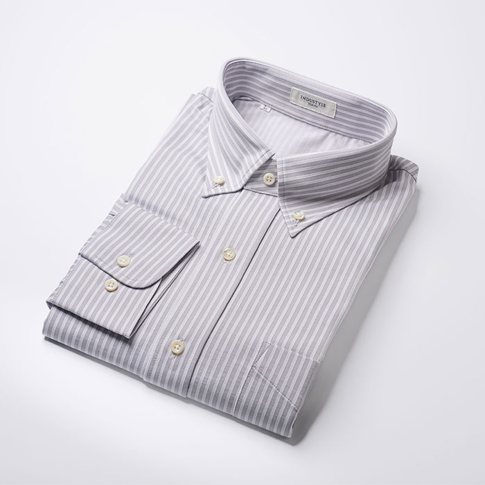 丸和繊維工業 INDUSTYLE TOKYO ストライプ ボタンダウンカラーシャツ レギュラーフィット 長袖 1枚