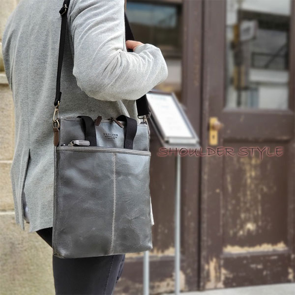 平野 ブレリアス 白化合皮 薄マチ2WAY縦型バッグ 26674 1個