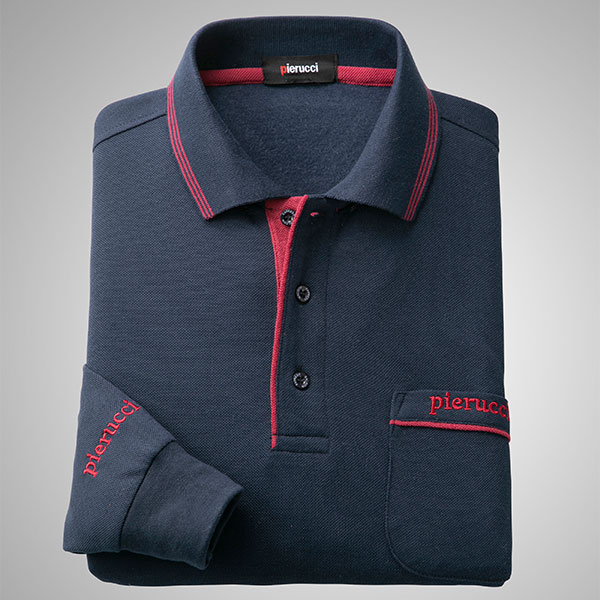 ピエルッチ 裏起毛刺繍入り長袖ポロシャツ4色組 AS-0778 1セット(4枚:4色×各1枚)