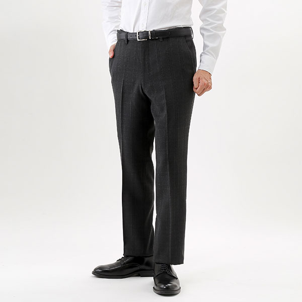 HUNTINGTON CLUB アジャスター付チェック柄ノータックスラックス 310-5101 1着