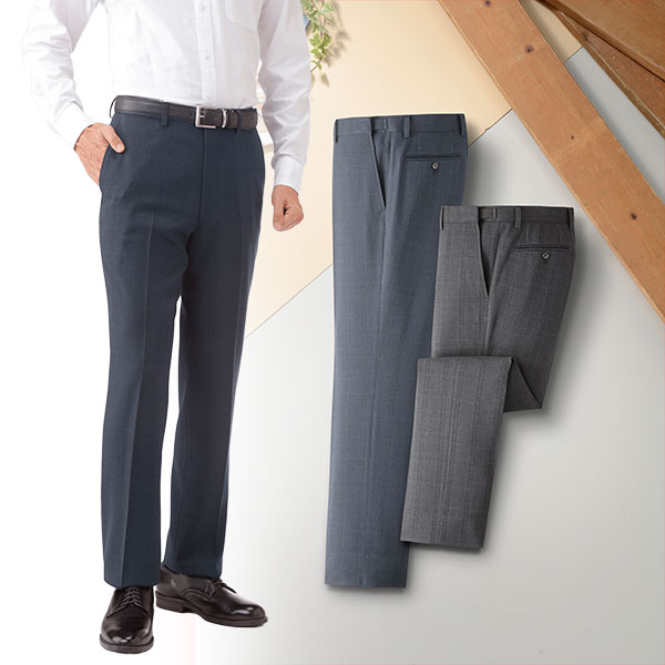 HUNTINGTON CLUB アジャスター付チェック柄ノータックスラックス 310-5101 1着