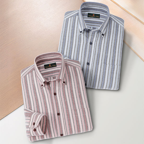 HUNTINGTON CLUB ストレッチネル長袖ボタンダウンシャツシャツ2色セット 318-65150K 1セット(2枚:2色×各1枚)