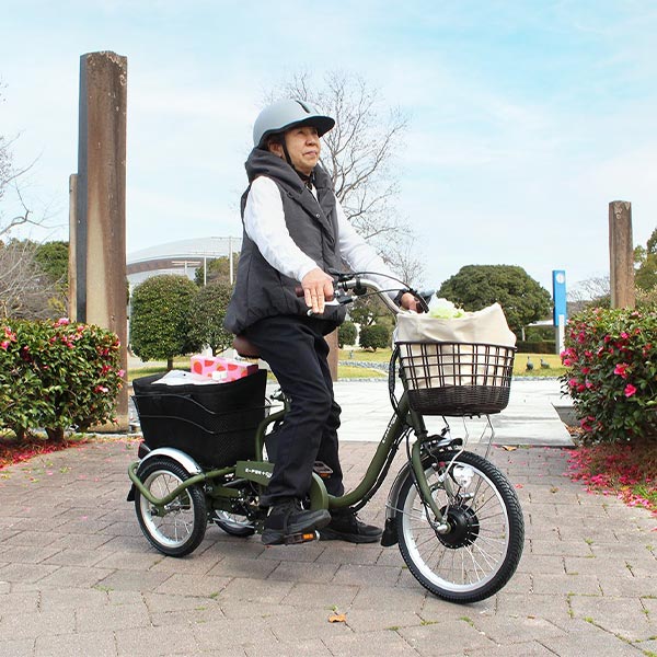 ミムゴ e-parton PLUS 【前後カゴカバー付き】ノーパンク 電動アシスト三輪自転車 ロータイプ 18インチ BEPN18PN 1台