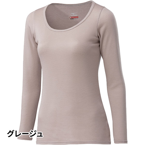 【アウトレット】 ミズノ ブレスサーモ レディース アンダーウエア 中厚ソフト for Daily ラウンドネック9分袖シャツ C2JAA821 1枚