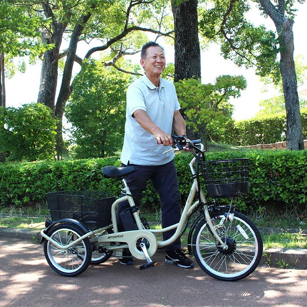 ミムゴ ACTIVE PLUS 【組立納品/前後カゴカバー付き】ノーパンク電動アシスト三輪自転車 20インチ MG-TRM20APN 1台