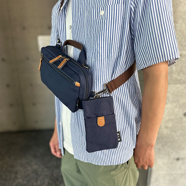 【産経限定】鞄の國 帆布マルチ3WAYショルダー＆ネックポーチ(セット) 72487/72488 各1点