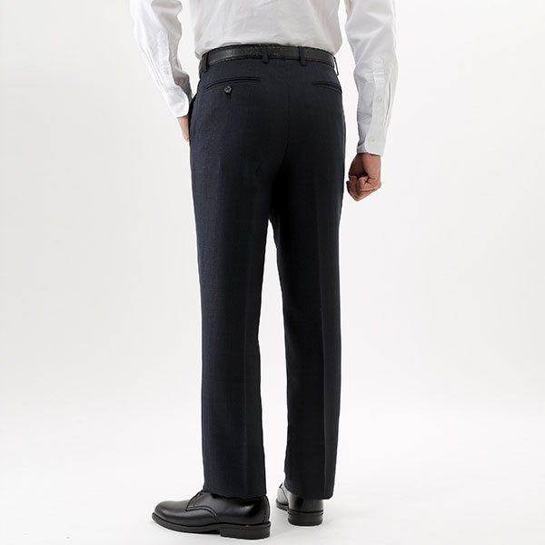 HUNTINGTON CLUB アジャスター付チェック柄ノータックスラックス 310-5101 1着