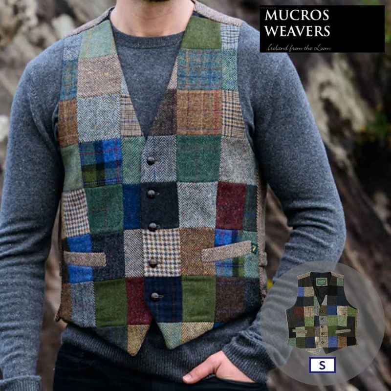 Mucros Weavers マクロス ウィーバーズ アイルランド ウエストコート ツイードベスト（パッチワーク） 1着