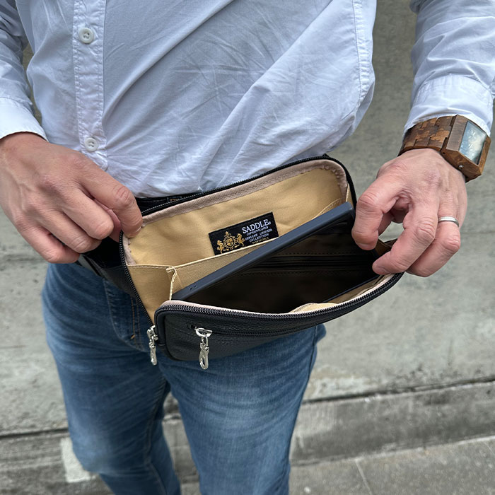 平野 サドル 姫路製牛革ウエストポーチ 日本製 25966-01 1個