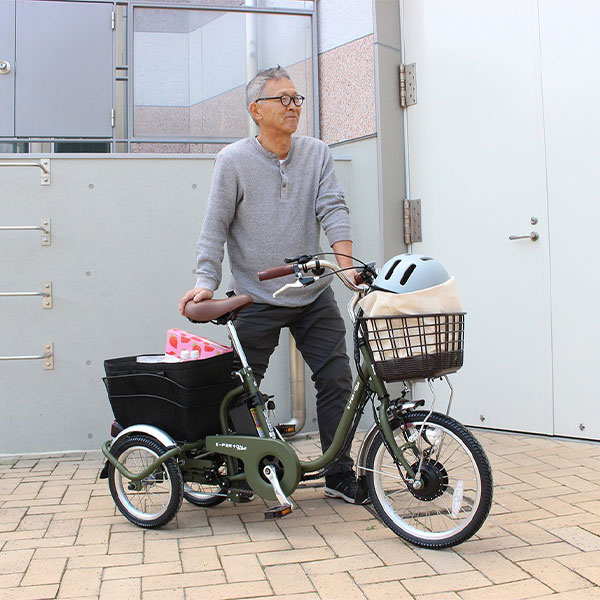 ミムゴ e-parton PLUS 【前後カゴカバー付き】ノーパンク 電動アシスト三輪自転車 ロータイプ 18インチ BEPN18PN 1台