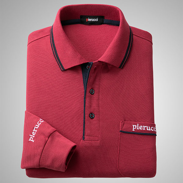 ピエルッチ 裏起毛刺繍入り長袖ポロシャツ4色組 AS-0778 1セット(4枚:4色×各1枚)