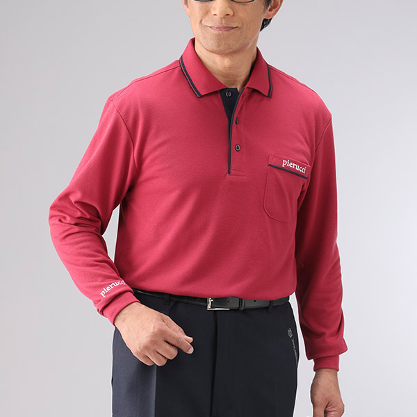 ピエルッチ 裏起毛刺繍入り長袖ポロシャツ4色組 AS-0778 1セット(4枚:4色×各1枚)