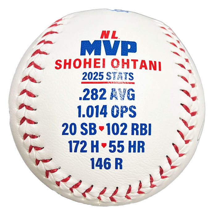 大谷翔平」2025年MVP記念 シリアルナンバー入りサイン入りボール額装 1点