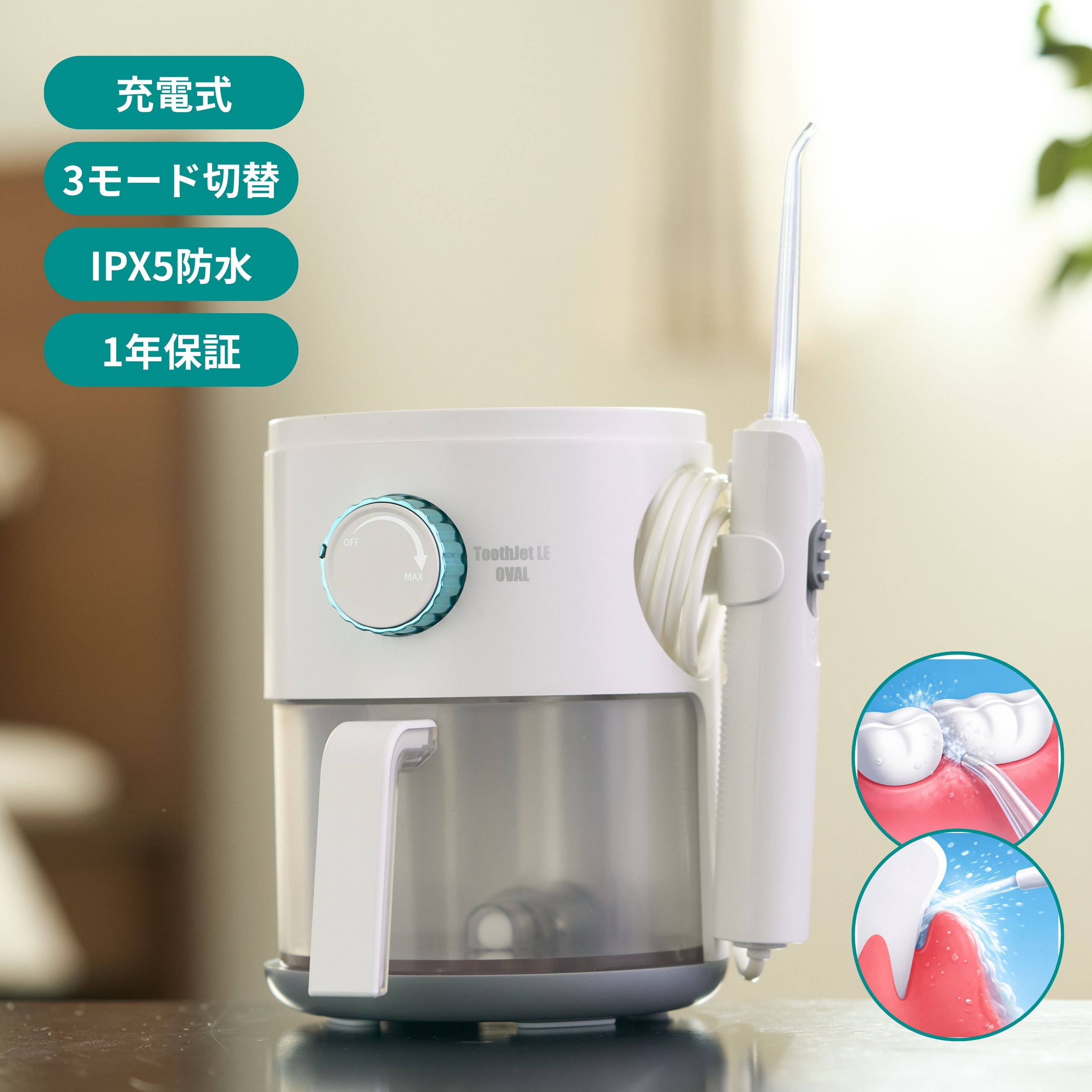 充電式 口腔洗浄機 トゥースジェットOVAL EH-2804 1台