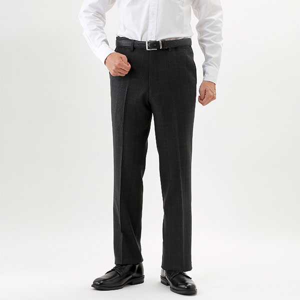 HUNTINGTON CLUB アジャスター付チェック柄ノータックスラックス 310-5101 1着