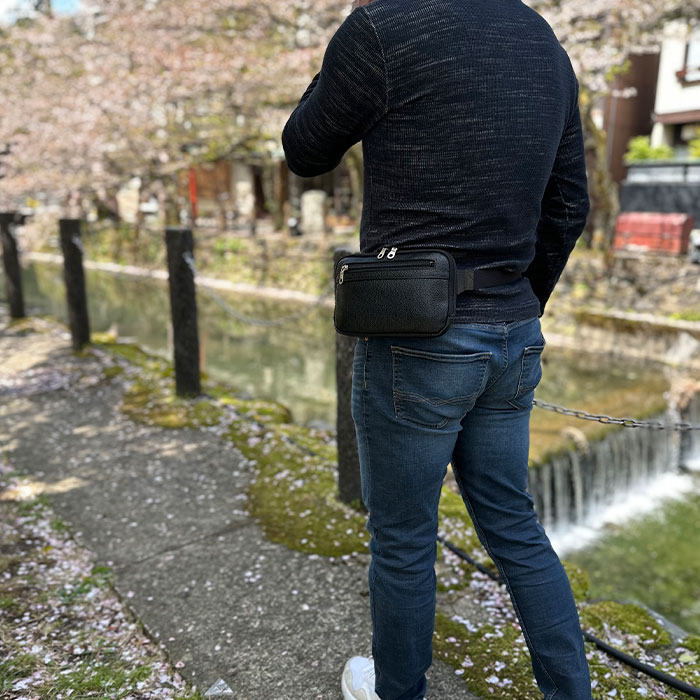 平野 サドル 姫路製牛革ウエストポーチ 日本製 25966-01 1個