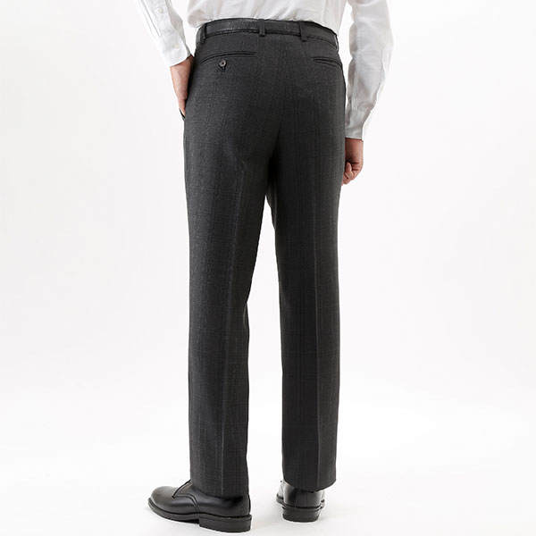 HUNTINGTON CLUB アジャスター付チェック柄ノータックスラックス 310-5101 1着