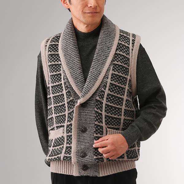 【アウトレット】彩香 ピエルッチ ウール100％裏地付ヘチマ衿ベスト NE-2033 1着