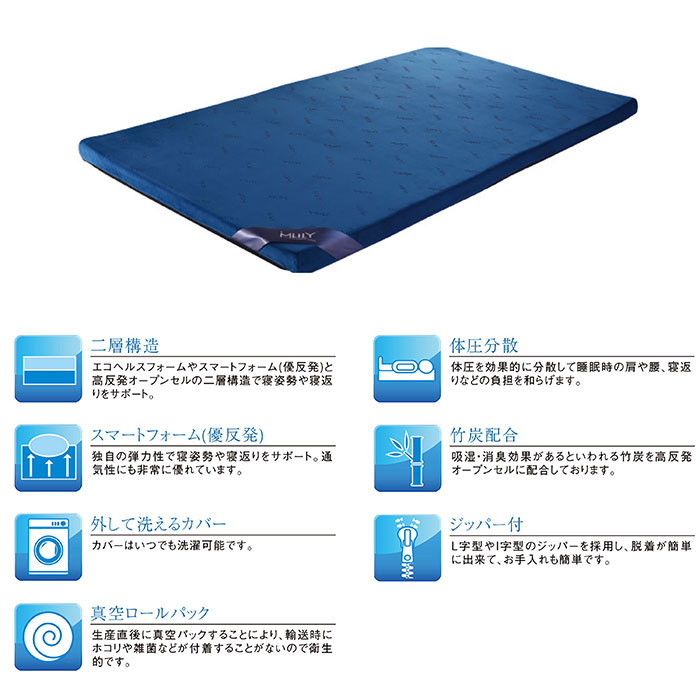 エムリリー 優反発トッパー厚み5cm シングル 590719 1枚