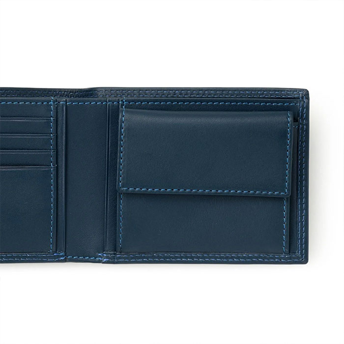 ミラグロ 牛革キップレザー・ダブルステッチ2つ折り財布 SL-CD-3046 1個