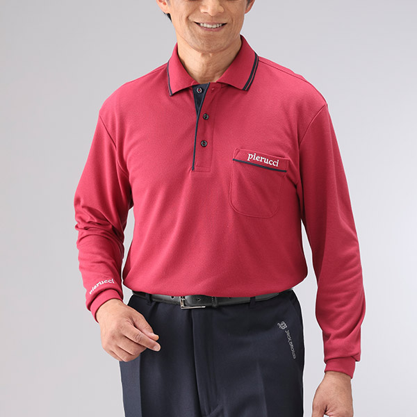 ピエルッチ 裏起毛刺繍入り長袖ポロシャツ4色組 AS-0778 1セット(4枚:4色×各1枚)