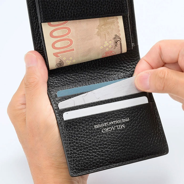 ミラグロ piatto イタリアンシュリンクレザー・薄型コンパクト財布 CA-SP-669 1個