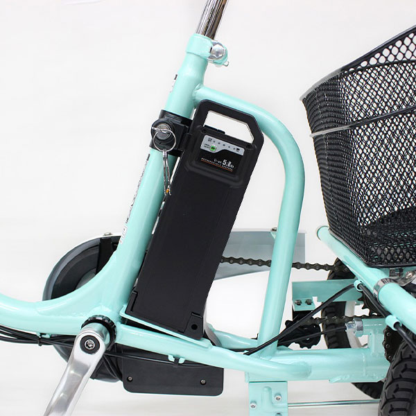 ミムゴ ACTIVE PLUS 【前後カゴカバー付き】ノーパンク電動アシスト三輪自転車 ロータイプ 18インチ MG-TRM18APN 1台