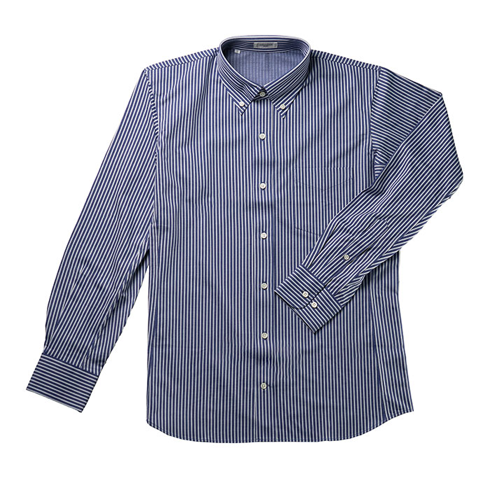 丸和繊維工業 INDUSTYLE TOKYO ストライプ ボタンダウンカラーシャツ リラックスフィット 長袖 1枚