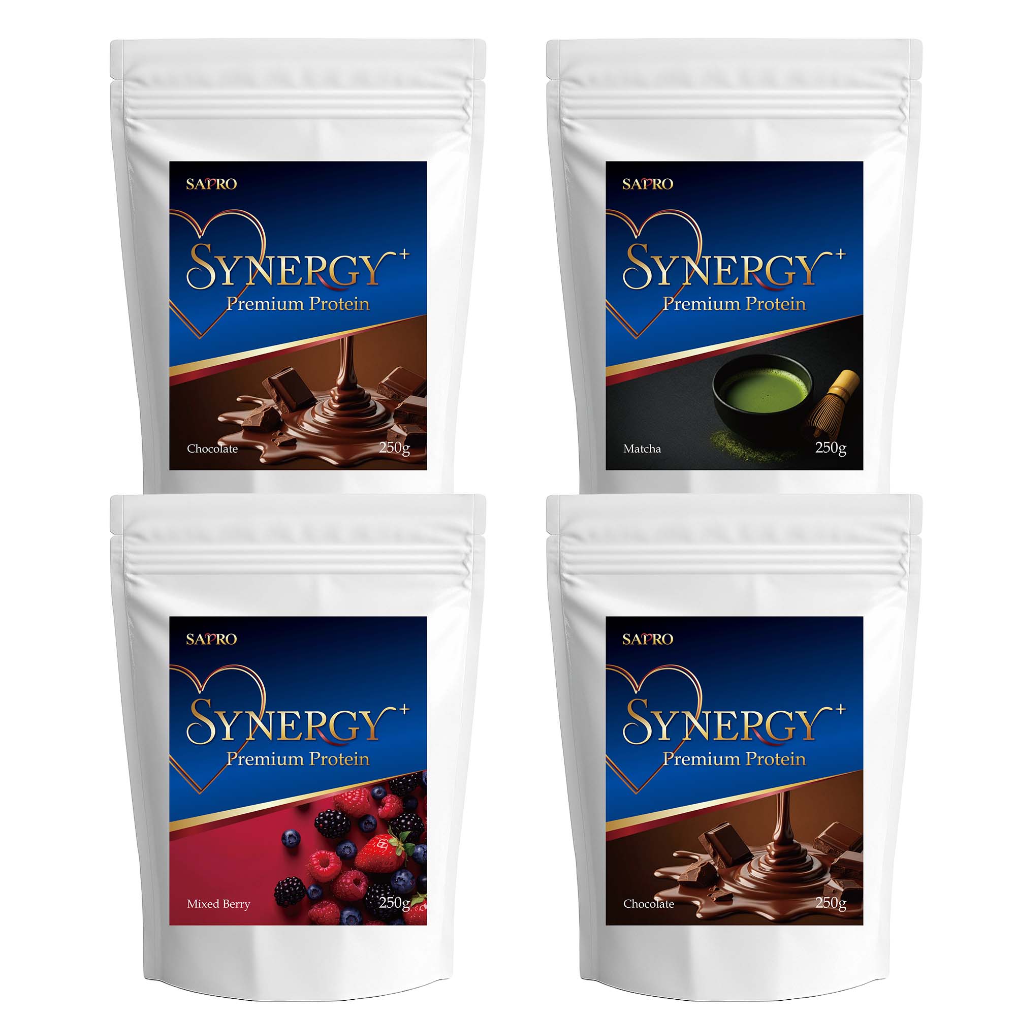 腸活プロテインSYNERGY+ 1000g【ミックスベリー＋チョコレート×2＋抹茶】