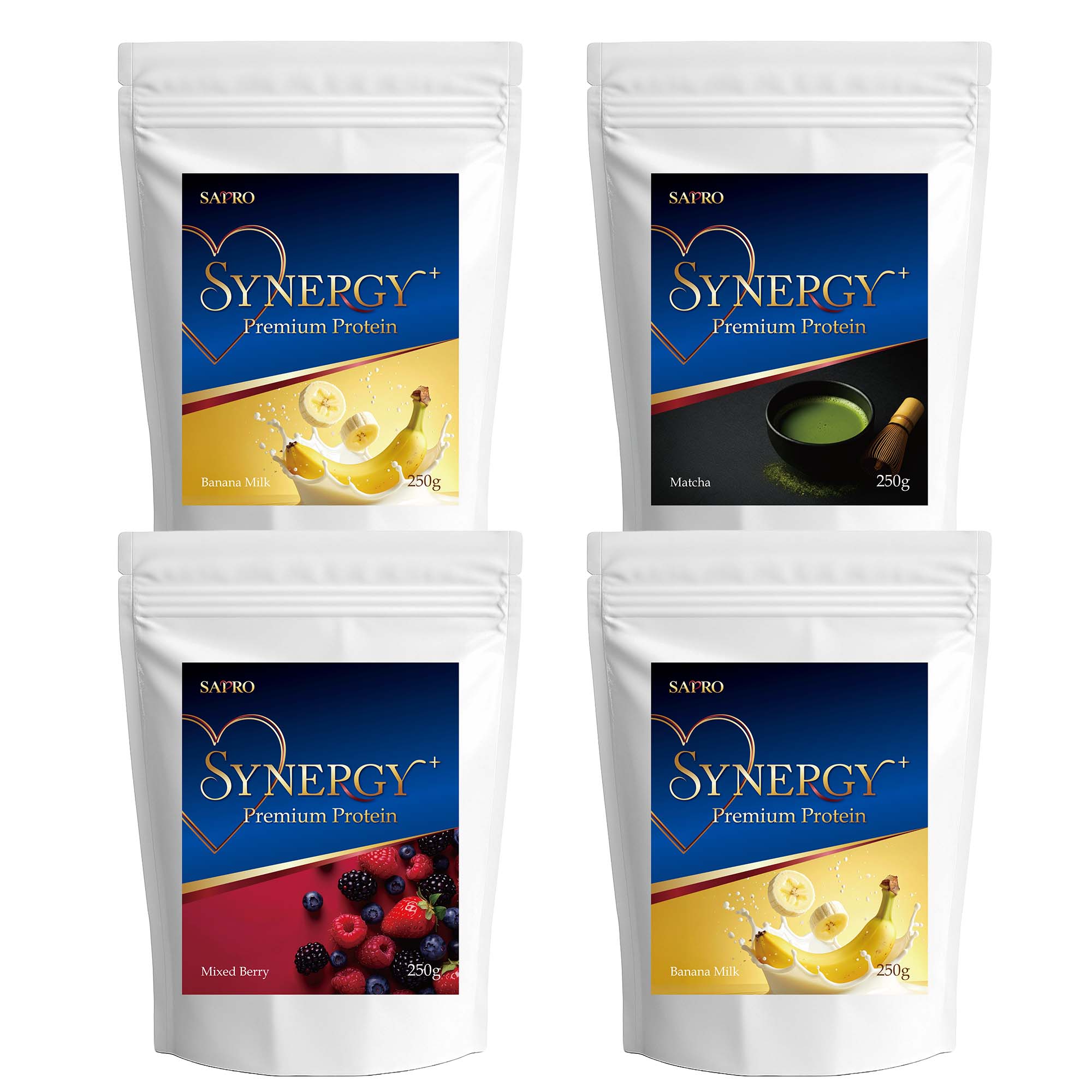 腸活プロテインSYNERGY＋ 1000g【ミックスベリー＋バナナミルク×2＋抹茶】