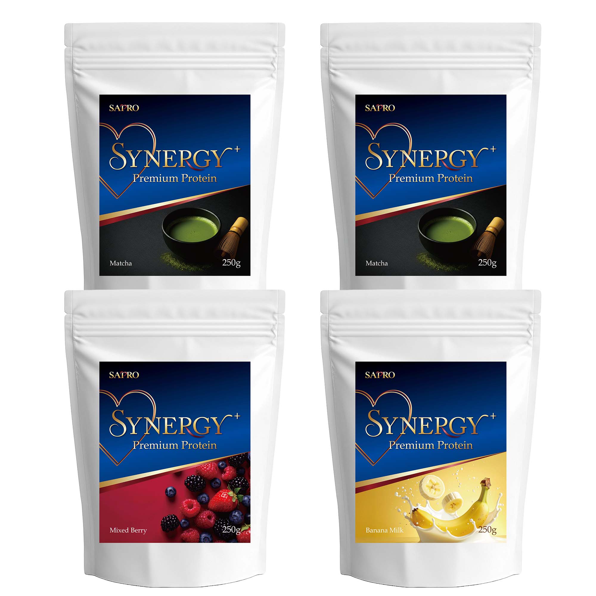 腸活プロテインSYNERGY＋ 1000g【ミックスベリー＋バナナミルク＋抹茶×2】