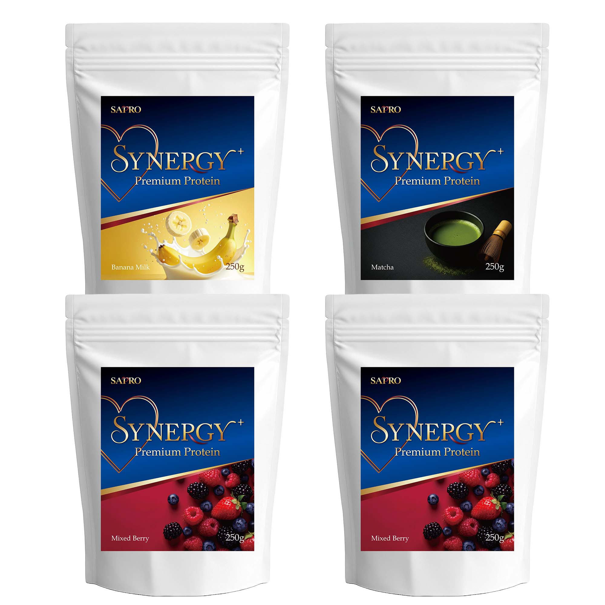 腸活プロテインSYNERGY＋ 1000g【ミックスベリー×2＋バナナミルク＋抹茶】