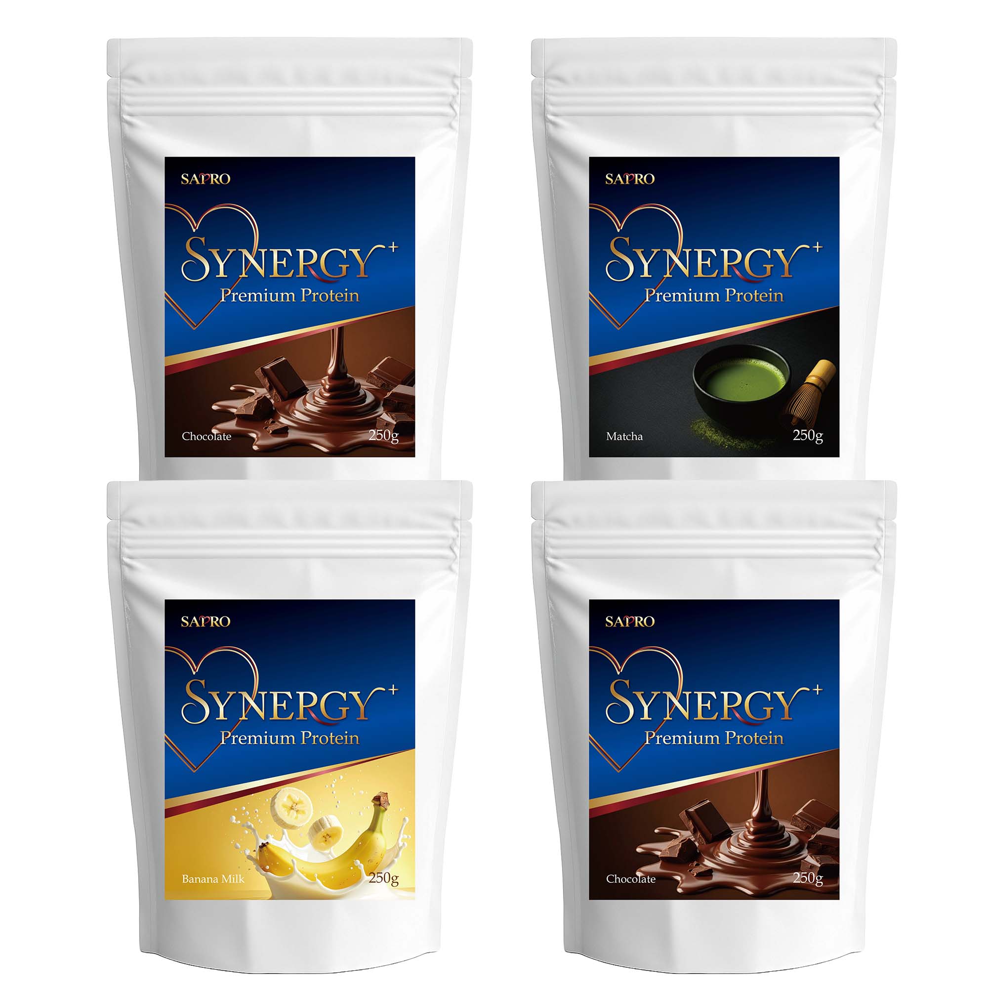 腸活プロテインSYNERGY+ 1000g【バナナミルク＋チョコレート×2＋抹茶】