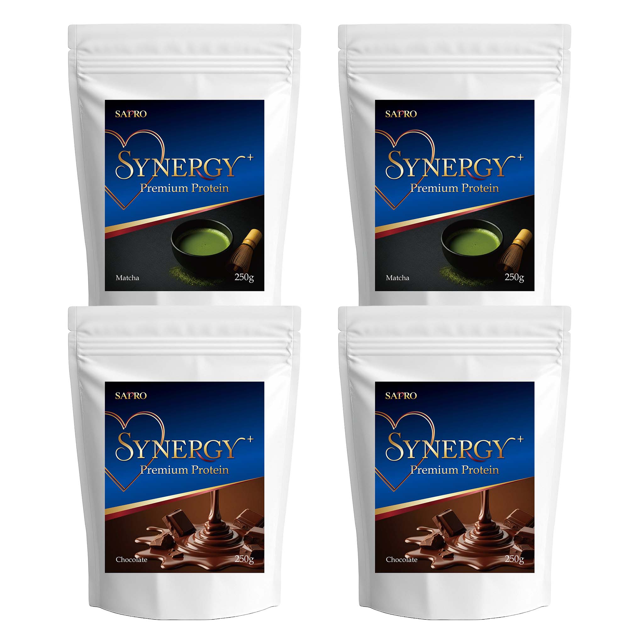 腸活プロテインSYNERGY+ 1000g【チョコレート×2＋抹茶×2】