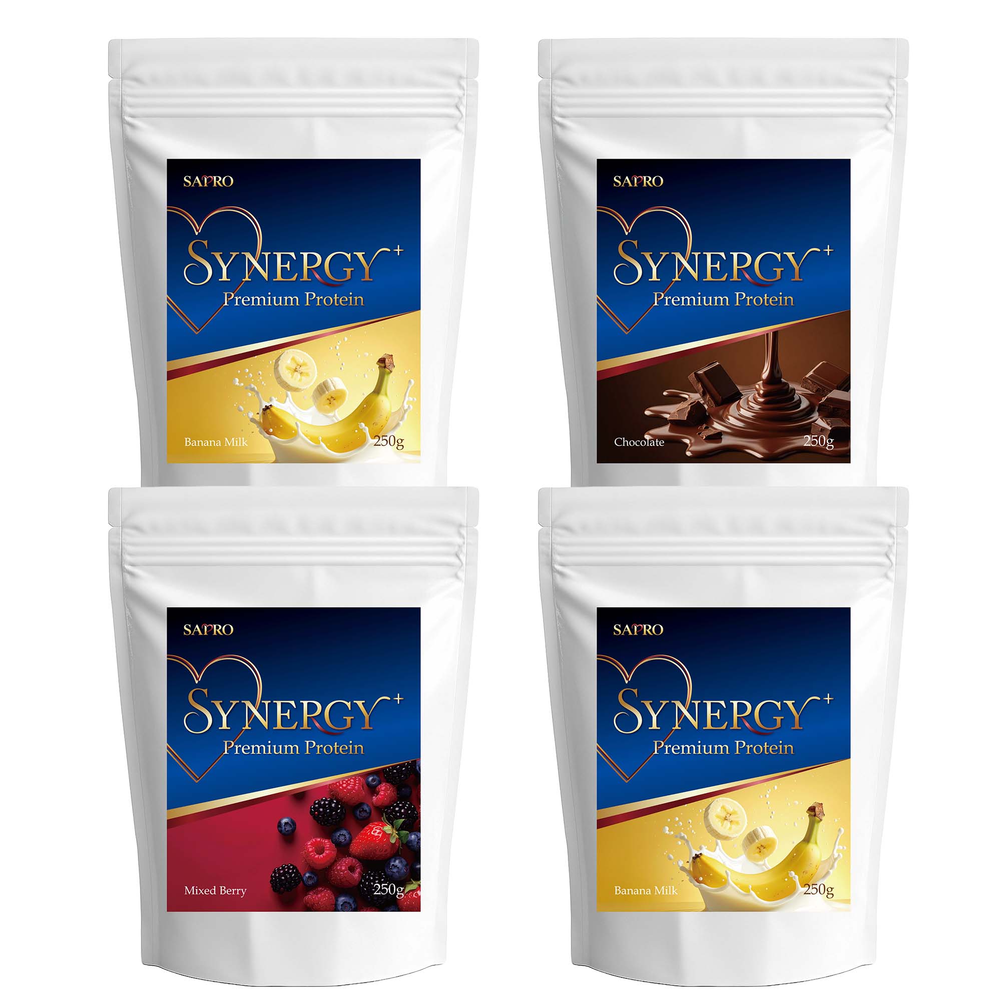 腸活プロテインSYNERGY＋ 1000g【ミックスベリー＋バナナミルク×2＋チョコレート】