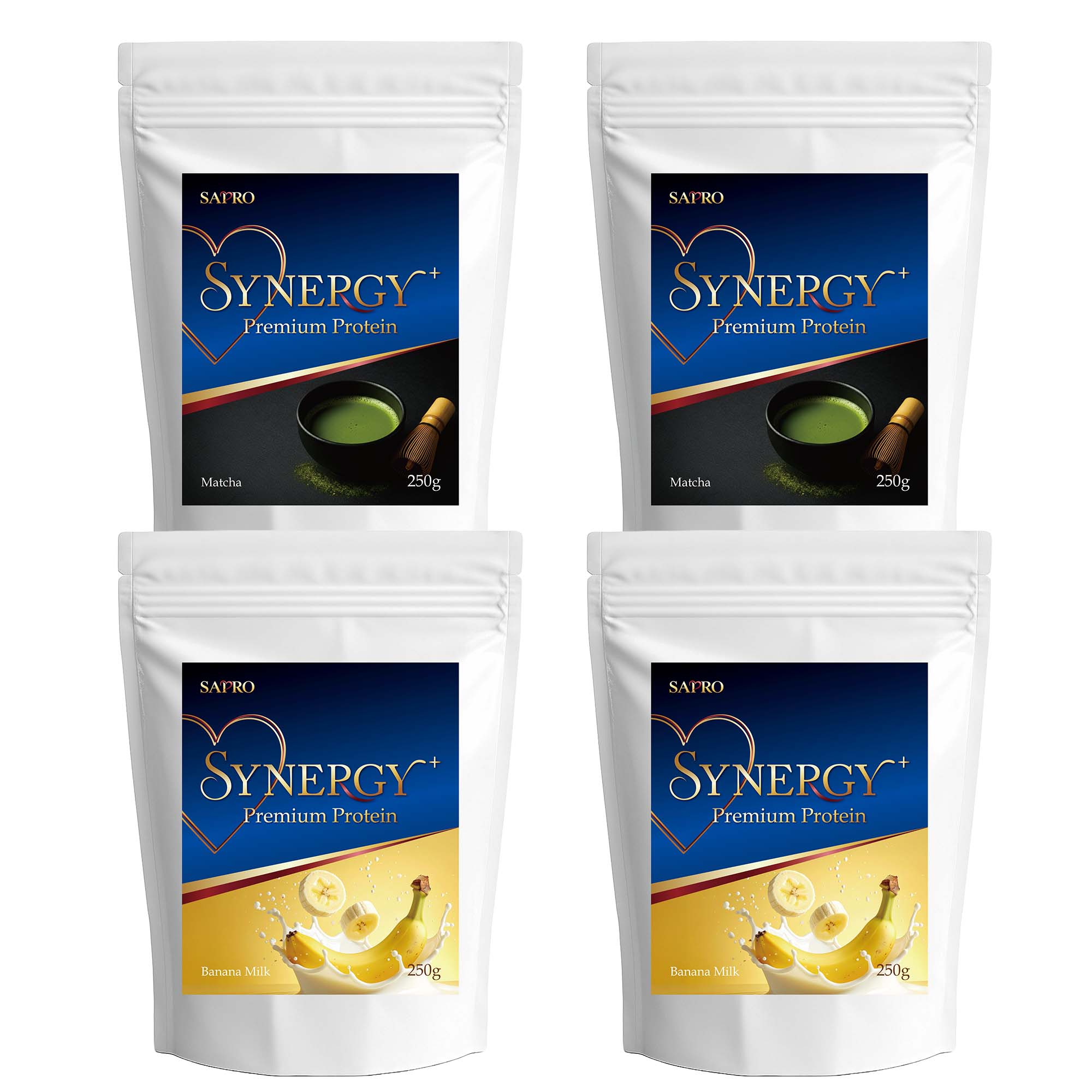 腸活プロテインSYNERGY+ 1000g【バナナミルク×2＋抹茶×2】
