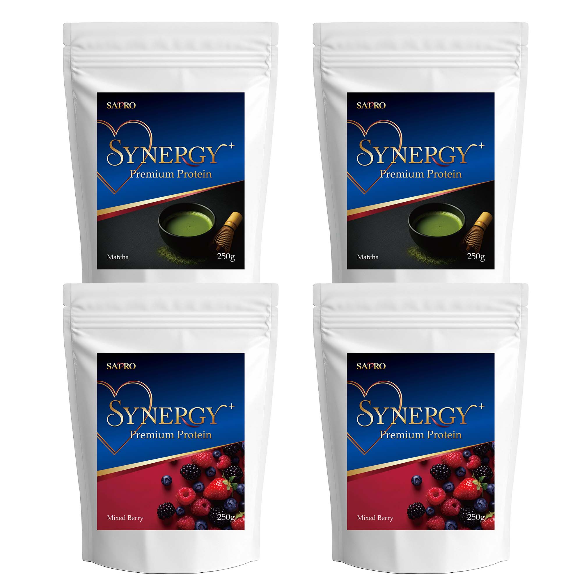 腸活プロテインSYNERGY＋ 1000g【ミックスベリー×2＋抹茶×2】