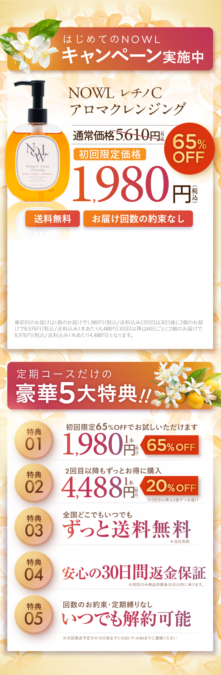 はじめてのNOWLキャンペーン実施中 初回限定価格65％OFF1,980円