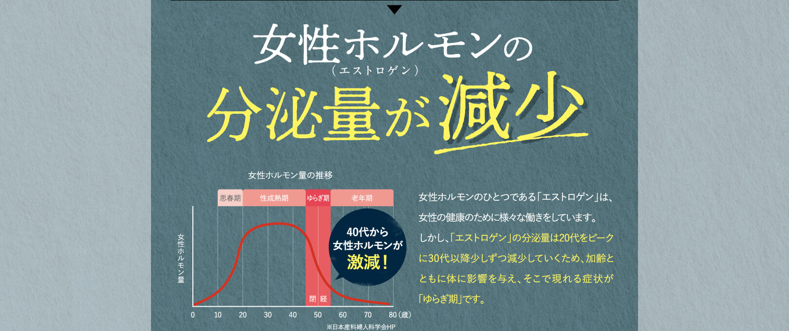図解：女性ホルモンの減少