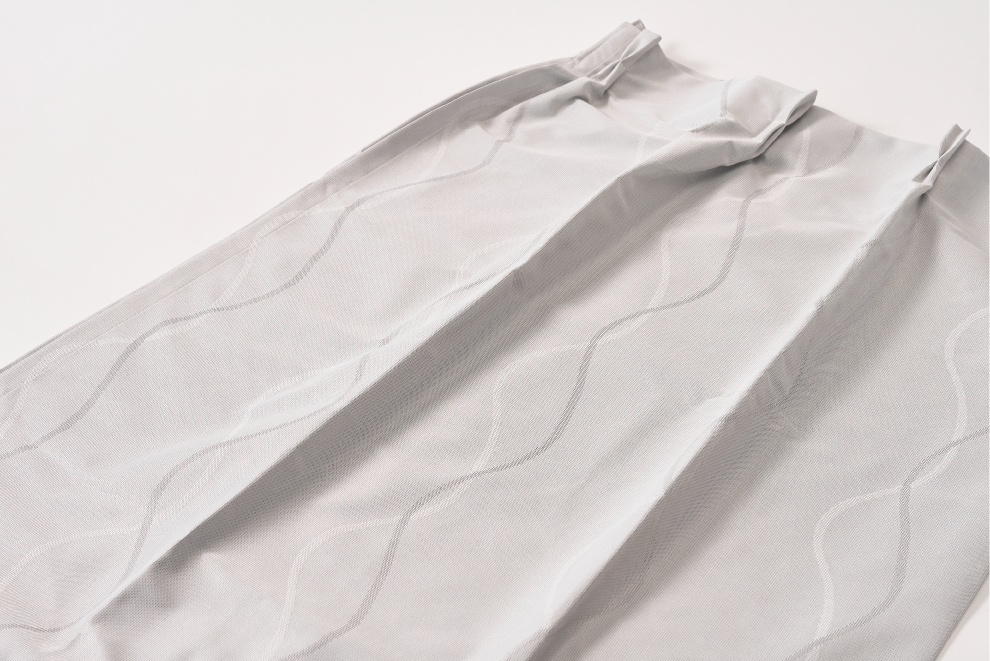 遮熱レースカーテン<br>【波模様 2枚組】 レースサイズ: 100×103cm