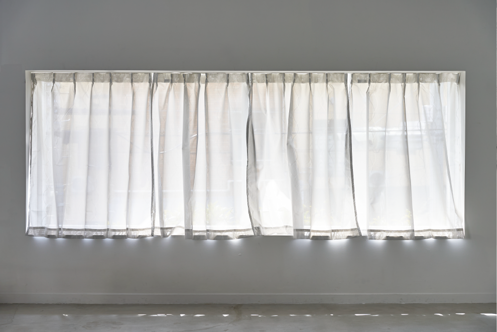 遮熱レースカーテン<br>【波模様 2枚組】 レースサイズ: 100×103cm