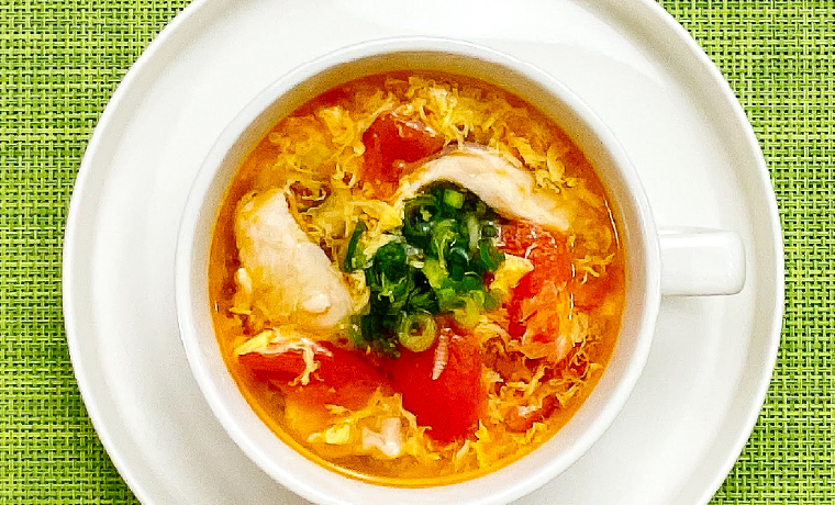 トマトと鶏ささみのたまごスープ