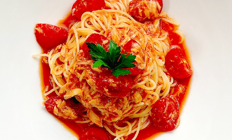 トマトとツナの冷製パスタ