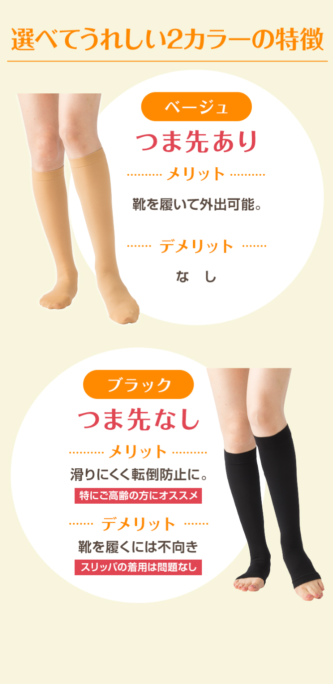 【決算SALE】めぐりんぱ弾性ストッキング・ブラック（LL）☆F