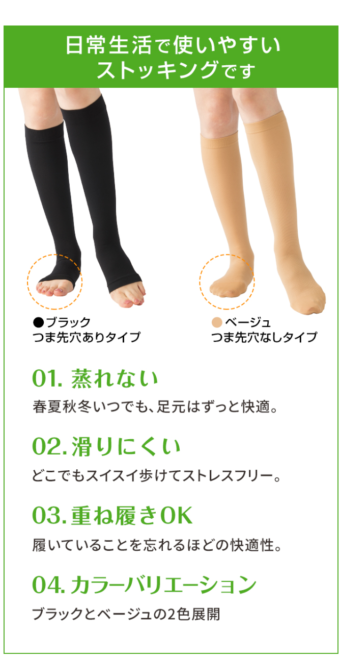 【決算SALE】めぐりんぱ弾性ストッキング・ブラック（SS）☆F